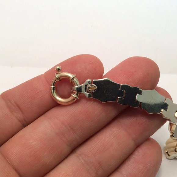 Lady's 14k Solid Real Heavy 2 Tone Yellow Gold XO Hearts Necklace 40.50gr 18'' - Picture 7 of 11